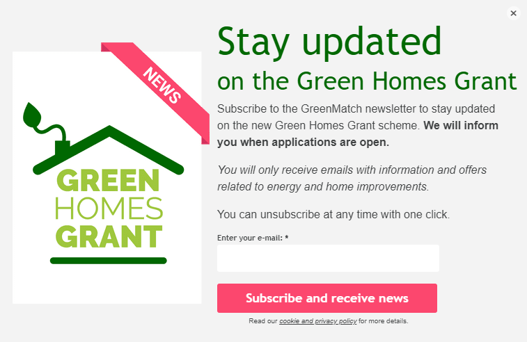 GreenMatch Email Popup