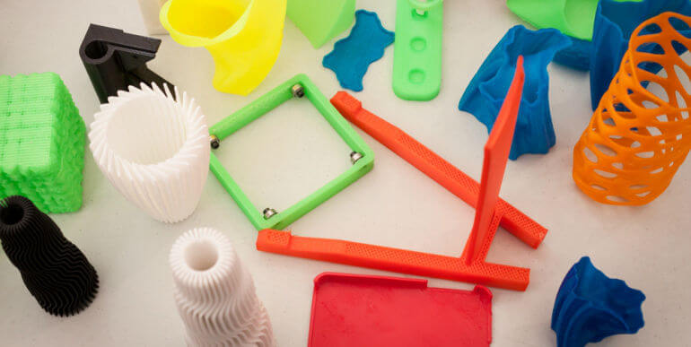 Various Plastic Products Produced By A 3D Printer